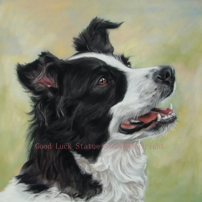 animal art BORDER COLLIE dog painting- TOP hand painted art oil painting--24 inch painting # TOP animal Decor OIL ON CANVAS