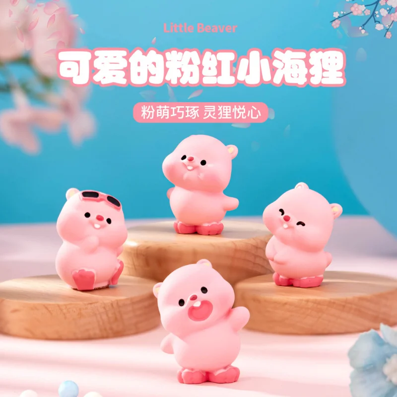 

Cute Cartoon Creative Pink Little Beaver Doll Three-Dimensional Desk Workstation Car Center Console Screen Decoration