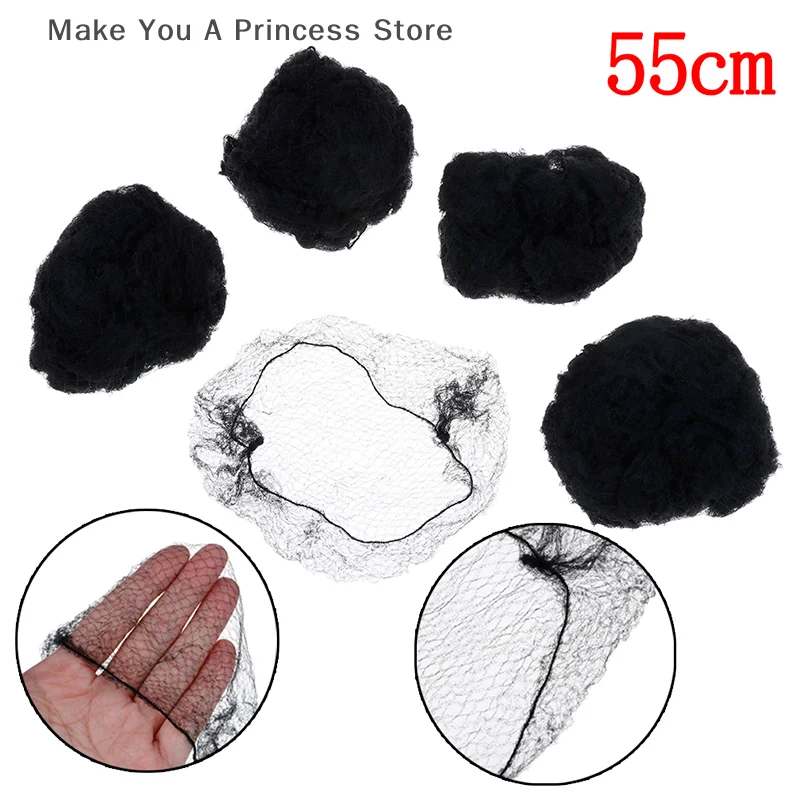

50Pcs 55cm Hair Net for Women Wig Cap Invisible Elastic Mesh Hairnets Bun Cover Dancing Hair Net Wigs Wave