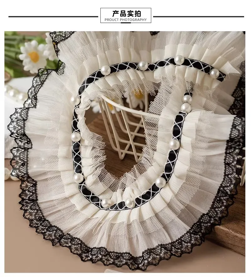 

5yard Pearl multi-layer lace Ribbon Trim Craft Neckline Decor skirt,clothing,curtain Lace Collar Fabric Sewing lace trim