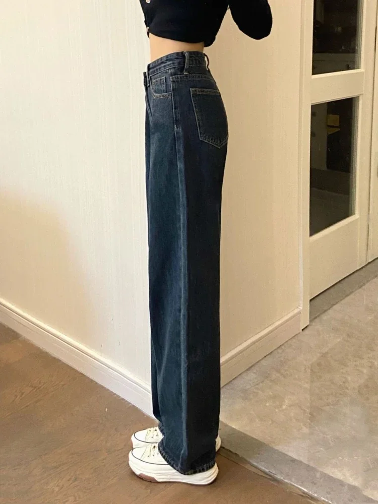 جينز نسائي عالي الشارع بخصر غير منتظم محب الترفيه Ulzzang Solid Mujer أساسي كل مباراة ربيعي عتيق عصري بطول كامل