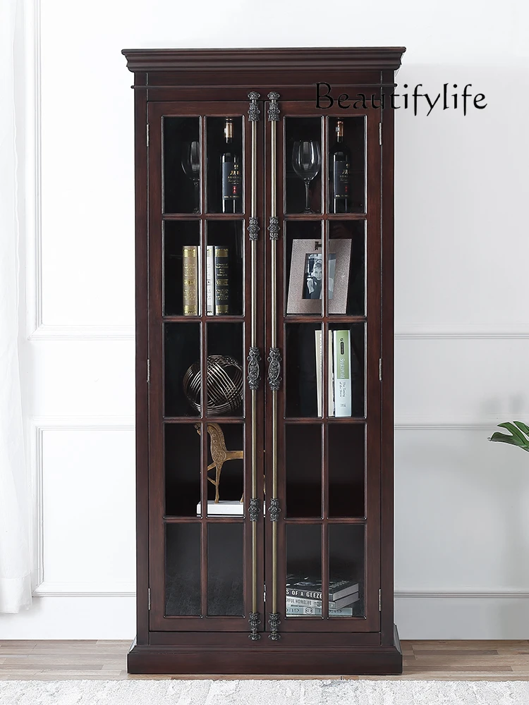 American Hallway Furniture Storage Bookshelf Glass Display Wine Cabinet Study File Storage Cabinet