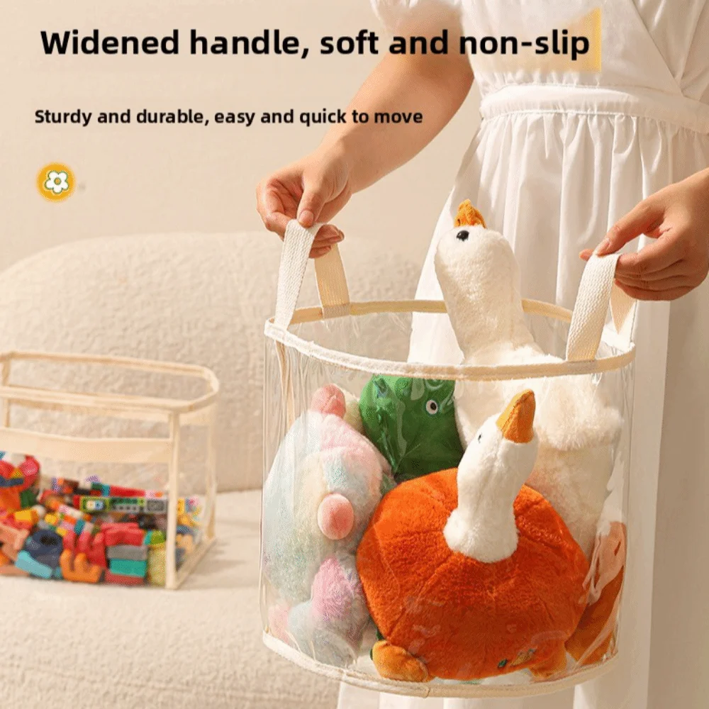 New PVC Doll Storage Basket with Handle Large-capacity Organizer Transparent Space Saving Storage Bucket Children's Toys view 4