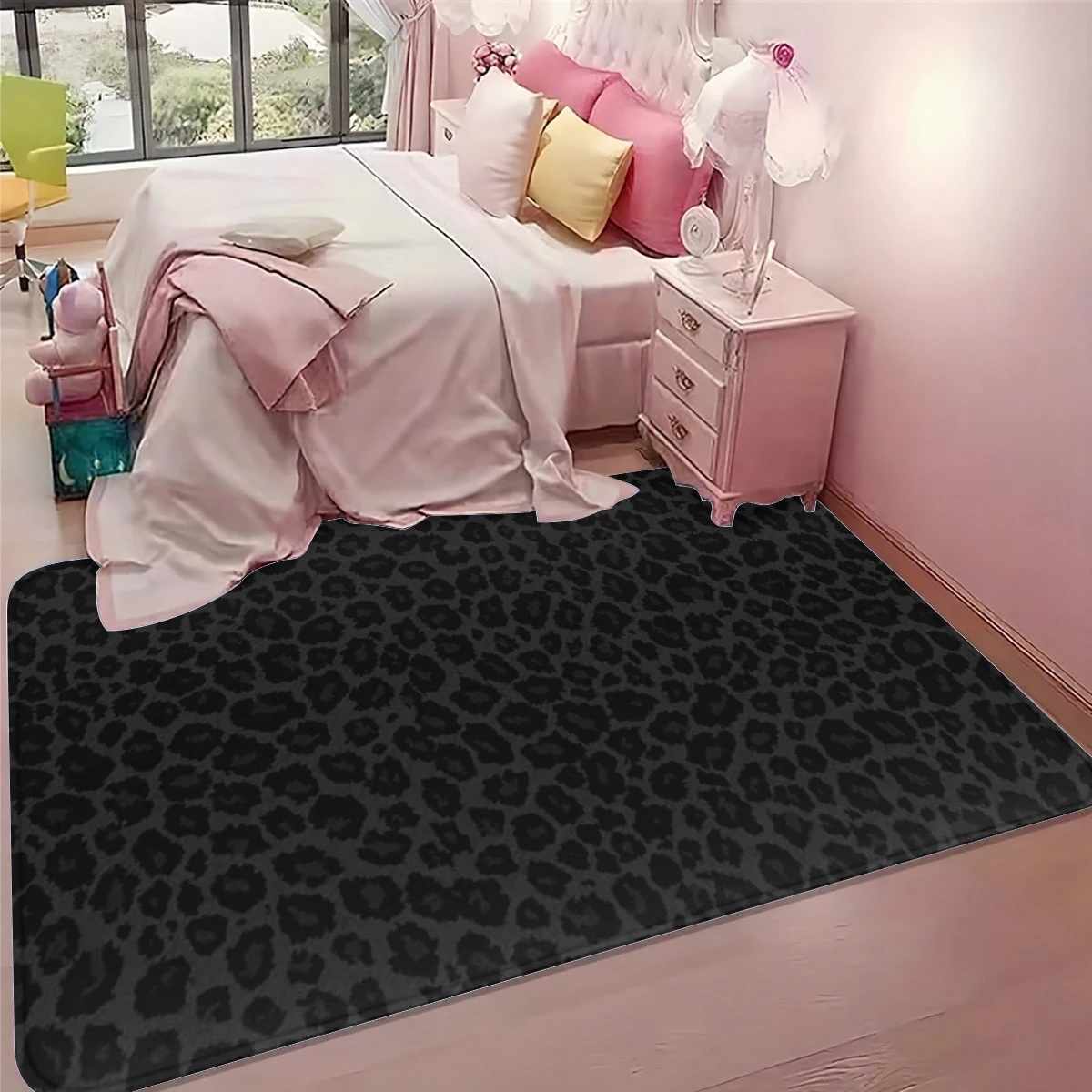 1 Stück Minimalistischer Leopardenmuster Rutschfester Teppich für Wohnzimmer – Detail 1