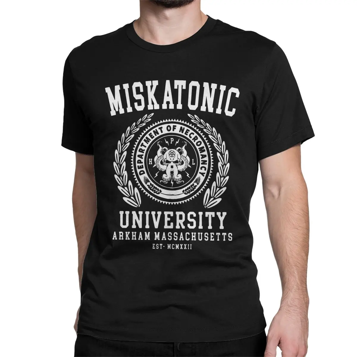 Cthulu Lovecraft Miskatonic University T Shirts Men Cotton T-Shirts Call Of Cthulhu Necronomicon Tees Clothing Birthday Gift