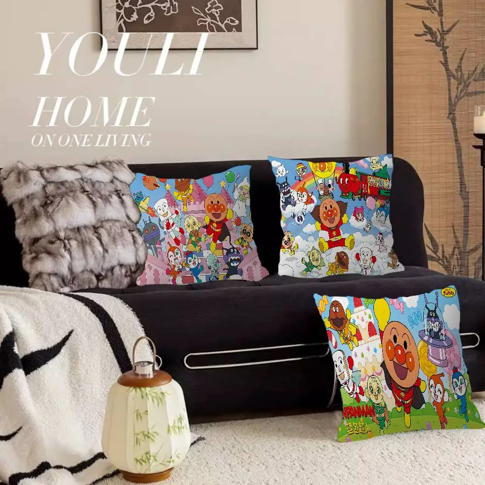 Classic Anime A-Anpanman-Cartoon Cushion Cover Inches Farmhouse Decor Home Throw Pillow Covers For Couch Decorations