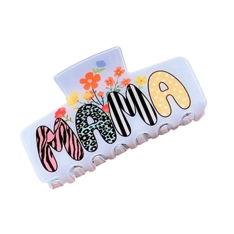 39BD Letter Hair Claw Clip for Moms With Translucent Jaw Hold and Daily Styling