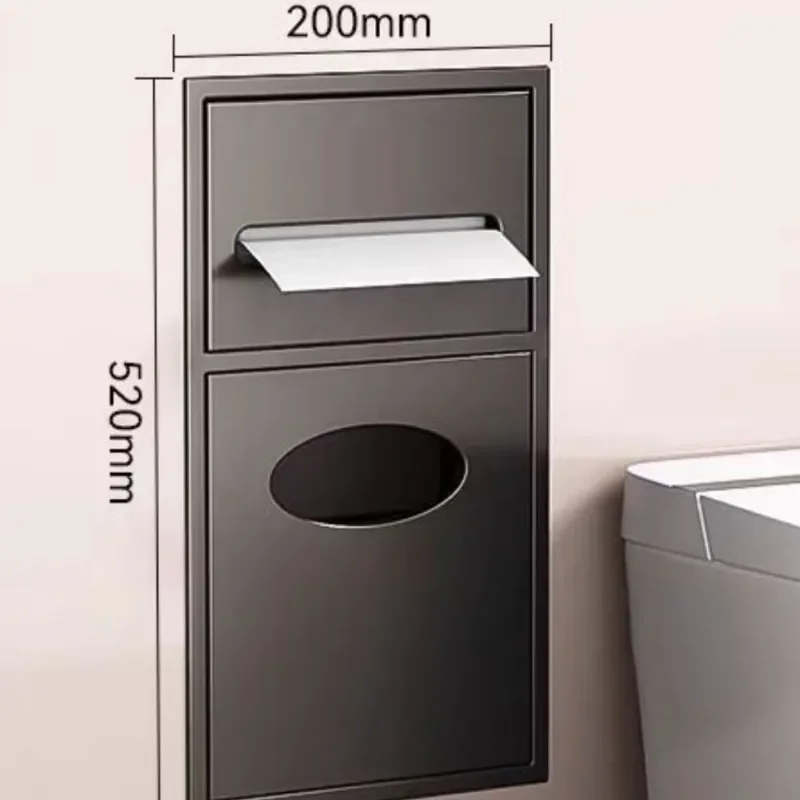 For Stainless Steel Embedded Niche Toilet Hidden Cabinet Bathroom Concealed Tissue Box Trash Can with Lid Waterproof