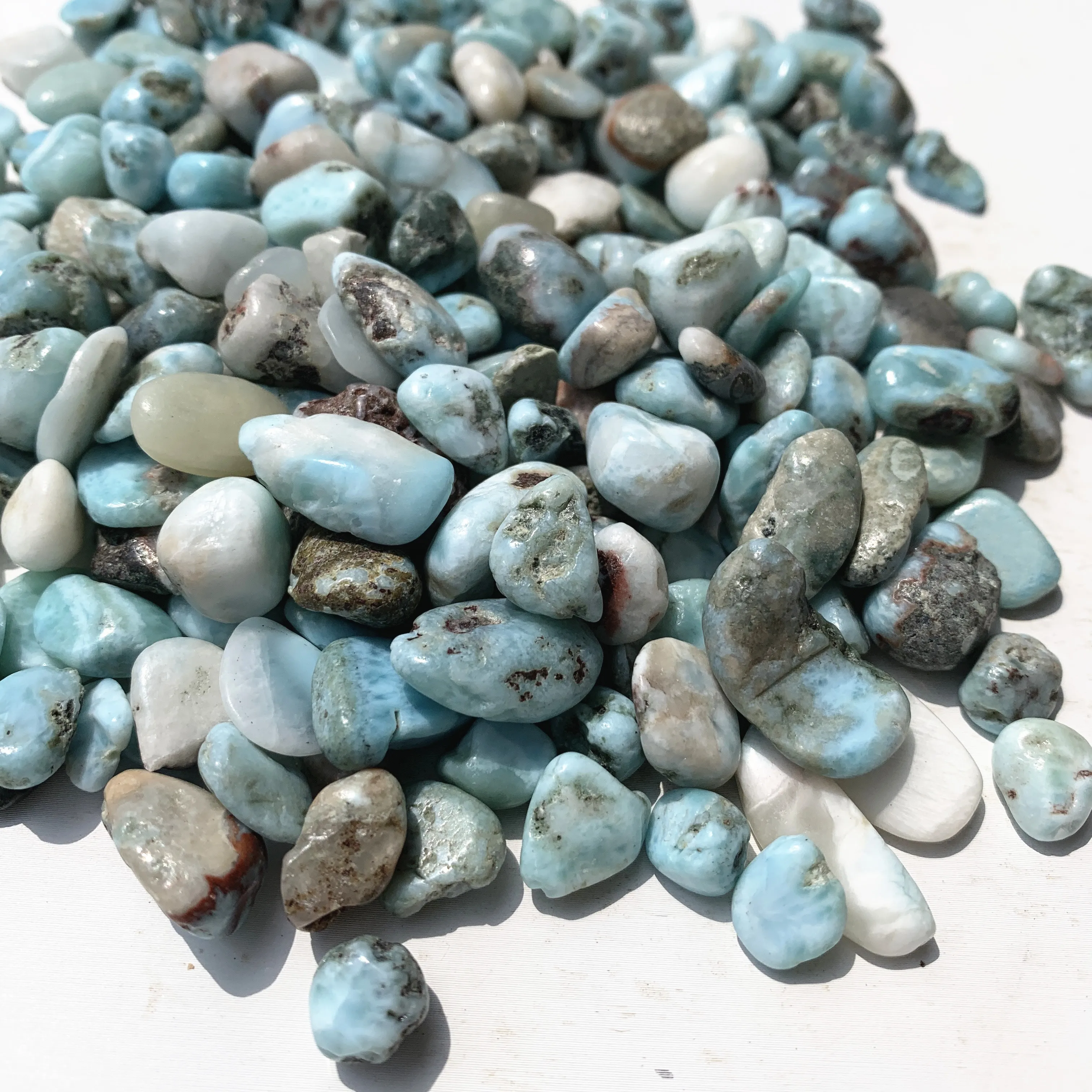 8~12mm Natural Larimar gravel Polished rock Crystal chips Stone for decoration