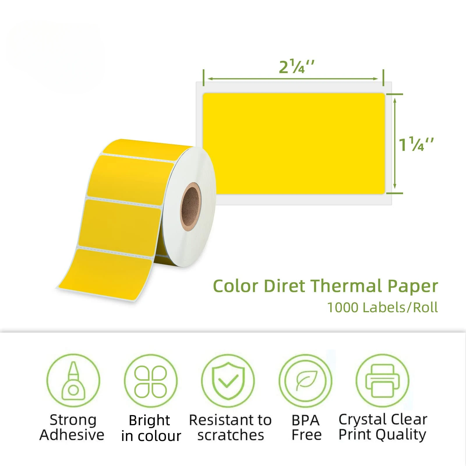 Direct Thermal Labels Yellow cOLOR Shipping Thermal Stickers Multi-Purpose Square Self-Adhesive Label for 30-100mm Label Printer