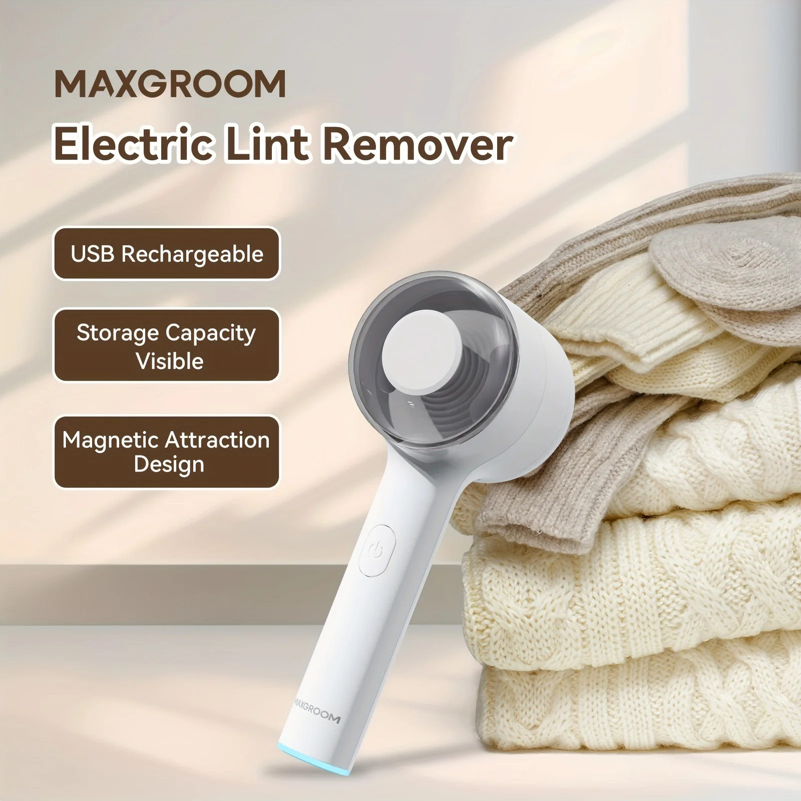 MAXGROOM Rechargeable Fuzz Fabric Shaver Electric Lint Remover Wool Ball Trimmer with for Sweater Wool Portable Pilling Shaver