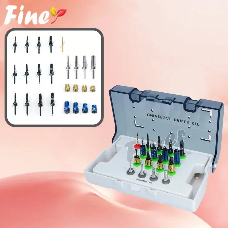 

Finer 21Pcs Dental Osseodensification Bur Drills with Stoppers Parallel Pins Black Titanium Dental Surgical Implant Drills