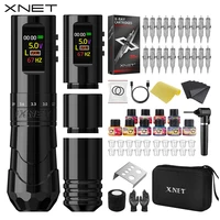 XNET-Kit de pluma para máquina de tatuaje inalámbrica, con agitador de tinta, pantalla OLED de 7 golpes ajustables, suministros de tatuaje para artistas de tatuajes