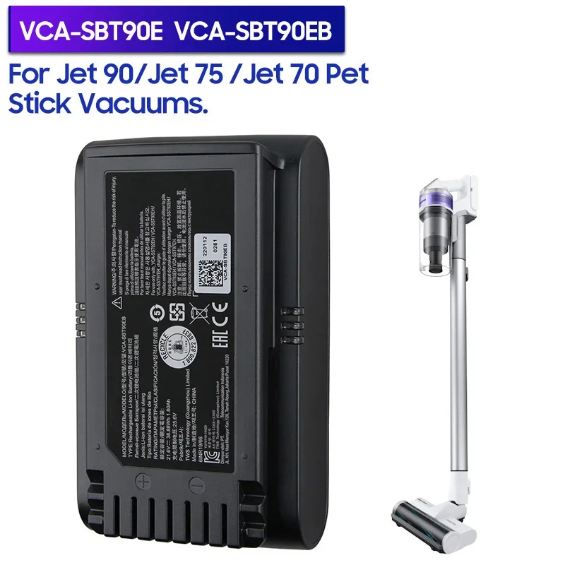 New Battery VCA-SBT90E VCA-SBT90EB For Samsung Jet70 Pet JET 60 70 JET90 Pro JET75 VS9000 Jet 75 Stick Vacuum