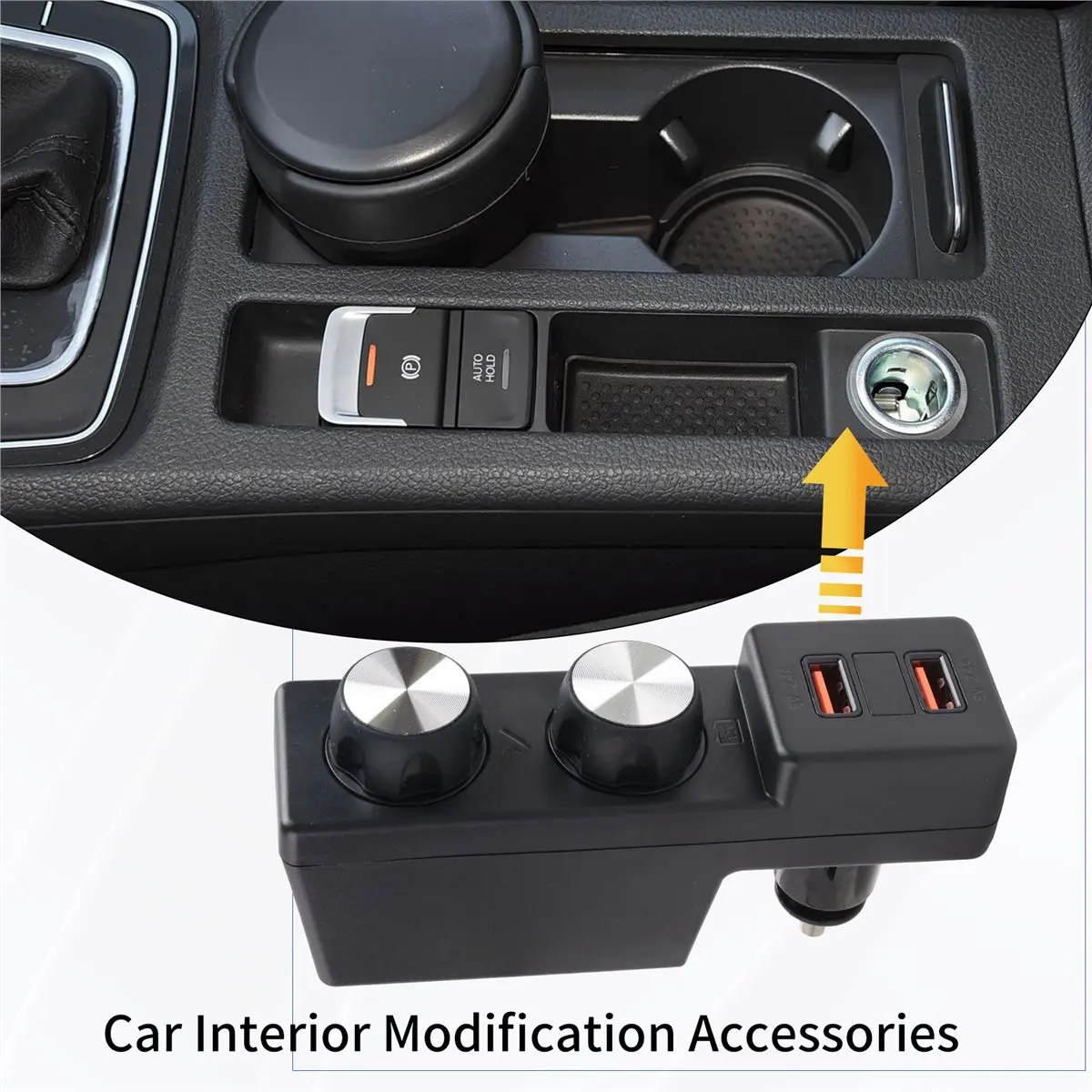 #53W Car Cigarett Lighter Splitter Plug Adapter Fast Charging for VW LHD,For Volkswagen VW Golf 7,(plastic)