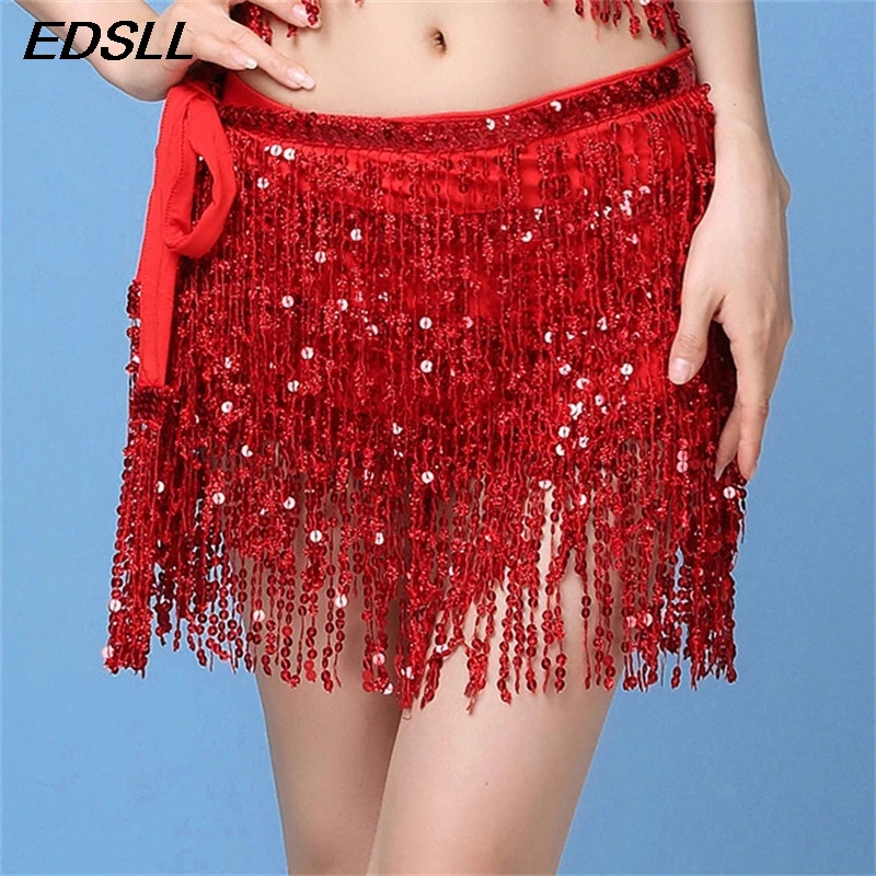 Sexy paillettes colorate frange Hip Wrap vita catena danza indossare Costume minigonna frangia Hip Wrap vita catena danza usura Costume