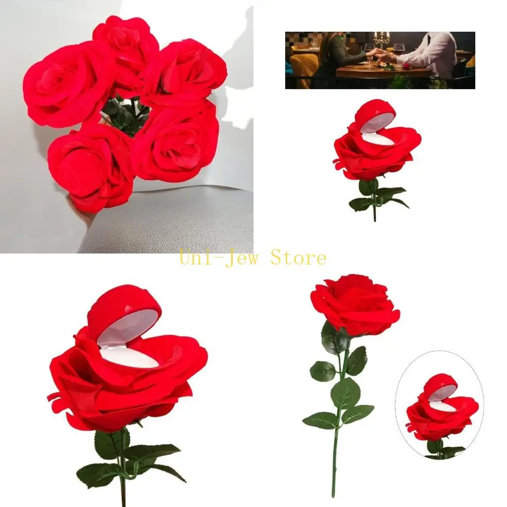 

40GB Rose Ring Box Wedding Ring Cases for Engagement Ceremony Anniversaries Wedding