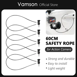 Stainless Steel Silver Black Safety 60cm Tether Lanyard Strap for GoPro Hero 12/11/10/9/8/7/6/5/4/3/2 for DJI Action 3 2 VP128