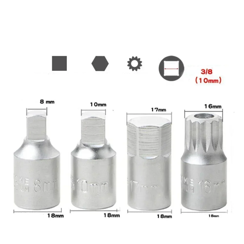 Oil Sump Drain Plug Socket Wrench 3/8 Drive Auto Repairing Gearbox Screw Wrench Household Hand Drill Power Tools Accessories