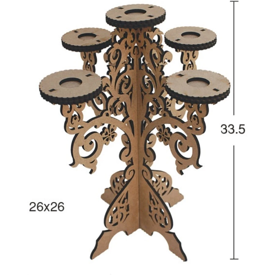 L169 Laser Cut Candlestick, Hobby Wood Painting Mdf Candlestick