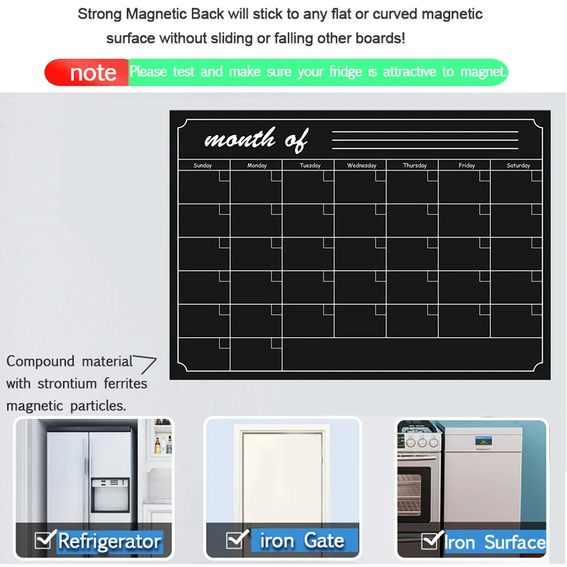 Магнитная доска Размера A3, ежемесячный планировщик, наклейка на холодильник, лист сообщений, меню, доска, этикетки, магнитная доска