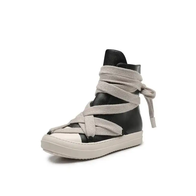 

Autumn Winter Men Woman Casual Lace-up Thick Soled Trendy Shoes Street Motorcycle Boots Luxury Vintage Leather Short Boots