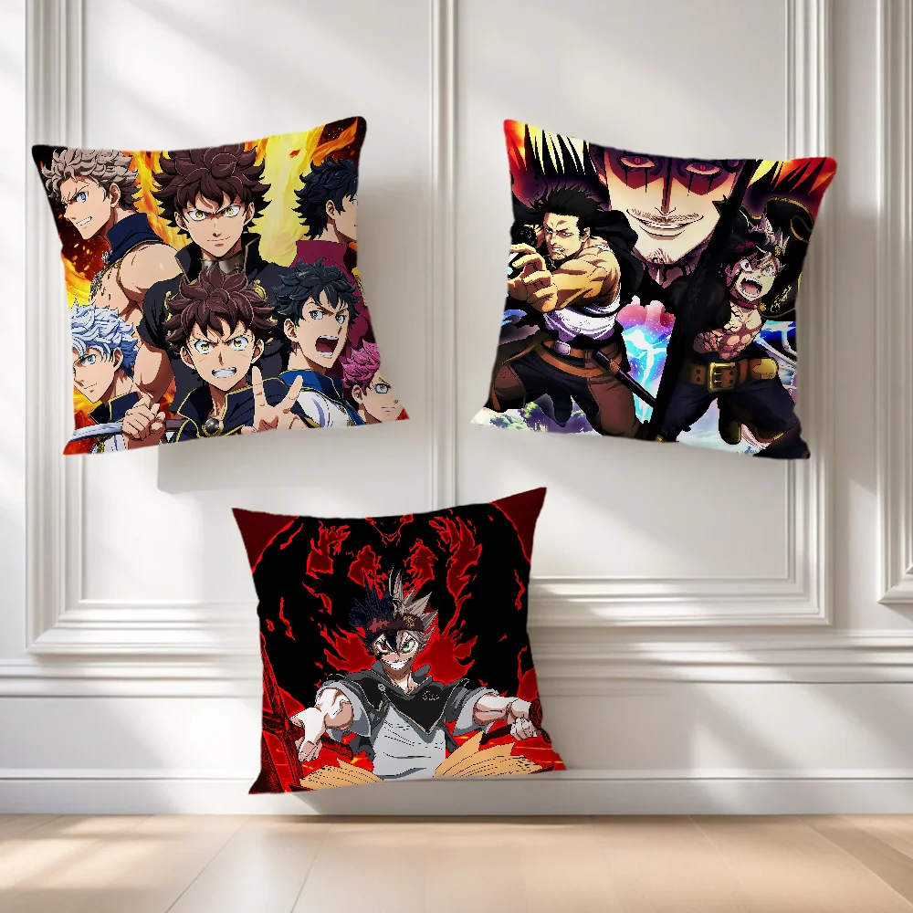 cushion cover C-Clover soft Comfortable Pillow Case Anime for Sofa Living Room Home office Decor Protective B-Black Covers