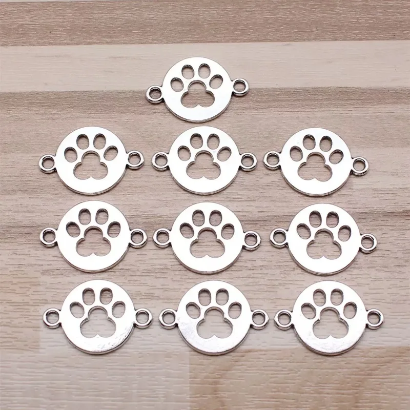 130 Stück antiksilberfarbene Hundepfoten-Verbinder, 24 x 16 mm, für DIY-Schlüsselanhänger, Halsketten, Schmuckherstellung, Großhandel – Detail 1