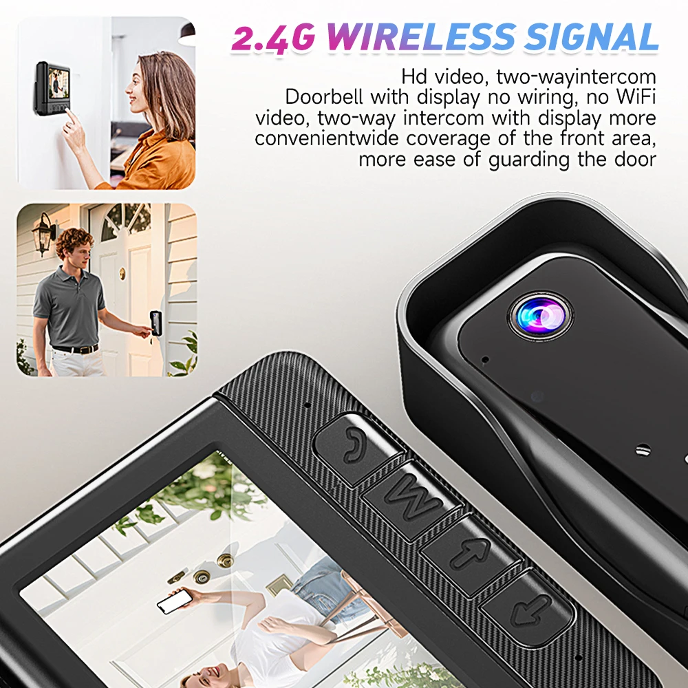 X6 Smart Video Doorbell Camera Bundle with 4.3 Inch Display for Home Use Wireless Video Intercom, Infrared HD Night Vision