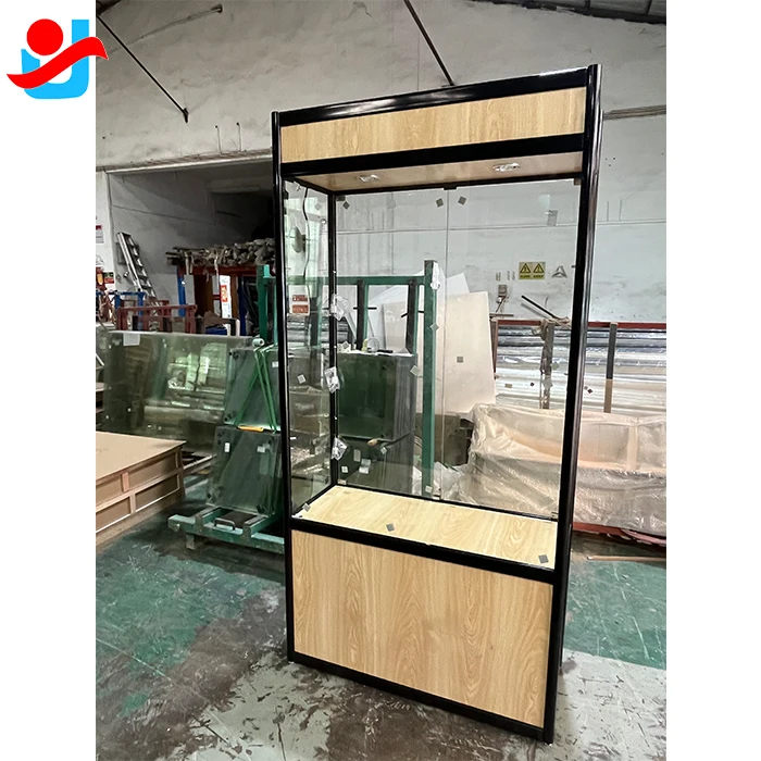 맞춤형 풀 비전 높이 조절 가능 진열장, 스모크 샵 진열 캐비닛, 보석 진열 유리 쇼케이스 (하단 캐비닛 및 조명 포함)