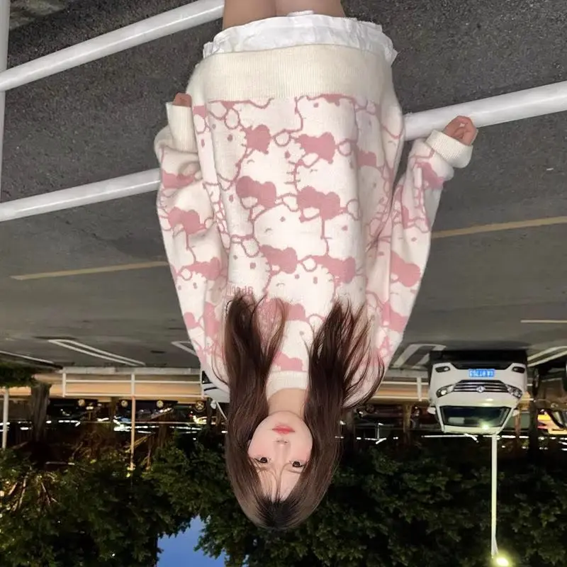 

Y2K anime cute kitten Women sweater Cartoon loose warm kawaii girl round neck tops new fashion sweet comfortable Woman clothes