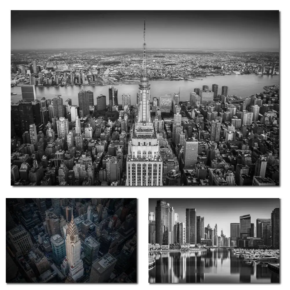 Black White New York Urban Skyline Canvas Print Classic Empire State Building Large Modern Cityscape Wall Art for Living Room