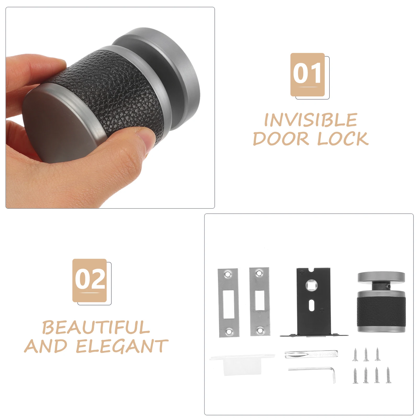 

European Luxury Invisible Door Handle Single Sided Deadbolt Keyless Entry Locking Lever For Bedroom Tv Wall
