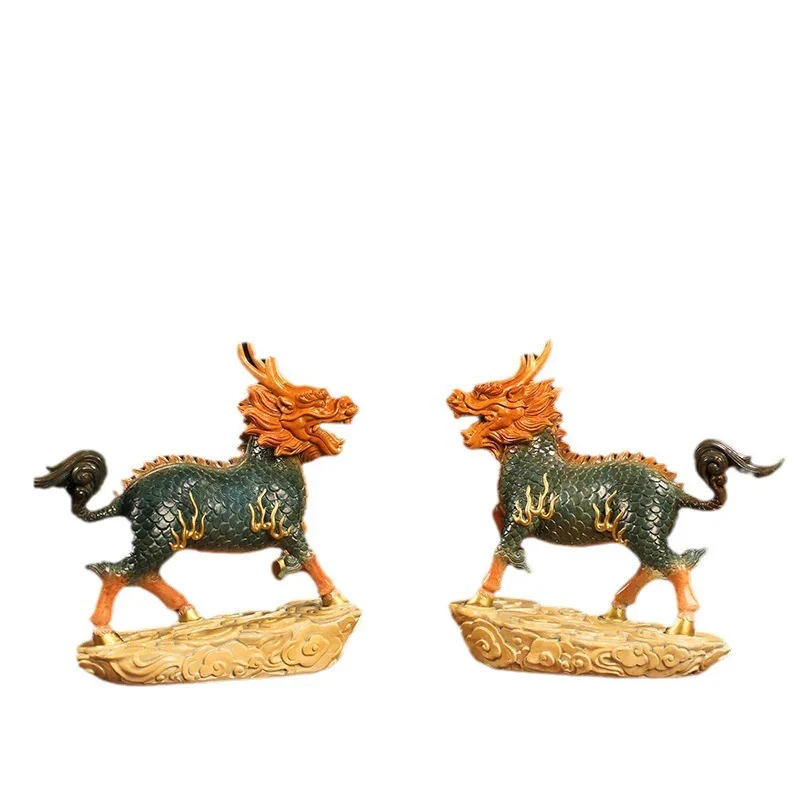 Creative all-copper color copper auspicious unicorn ornament handicrafts home office desktop decoration opening gifts