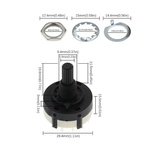 RS26 밴드 스위치 1-나이프 12단 2-나이프 6단 3-나이프 4-스피드 4-나이프 3-스피드 PCB 플러그 보드 조정 가능한 기어 스위치