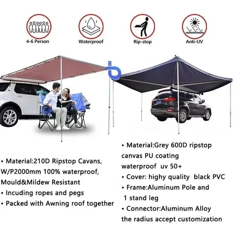 270 Car Awning Tent Waterproof Outdoor Camping Freestanding Side Wall Canvas Fabric