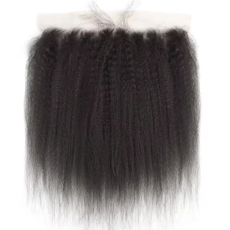 13x4 Kinky Straight Human Hair Lace Closure Frontal Brazilian Virgin Hair Pre-Plucked 4x4 Transparent Swiss Lace 150% Density