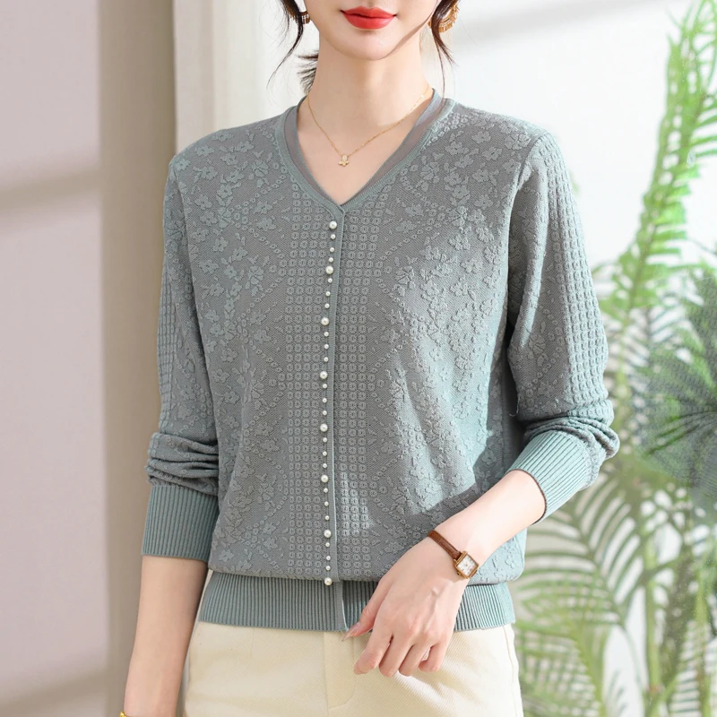 

Свитера с принтом, осень-весна, мягкий трикотаж с v-образным вырезом, пуловер Pull Femme, женский повседневный джемпер, женский свитер с длинными рукавами