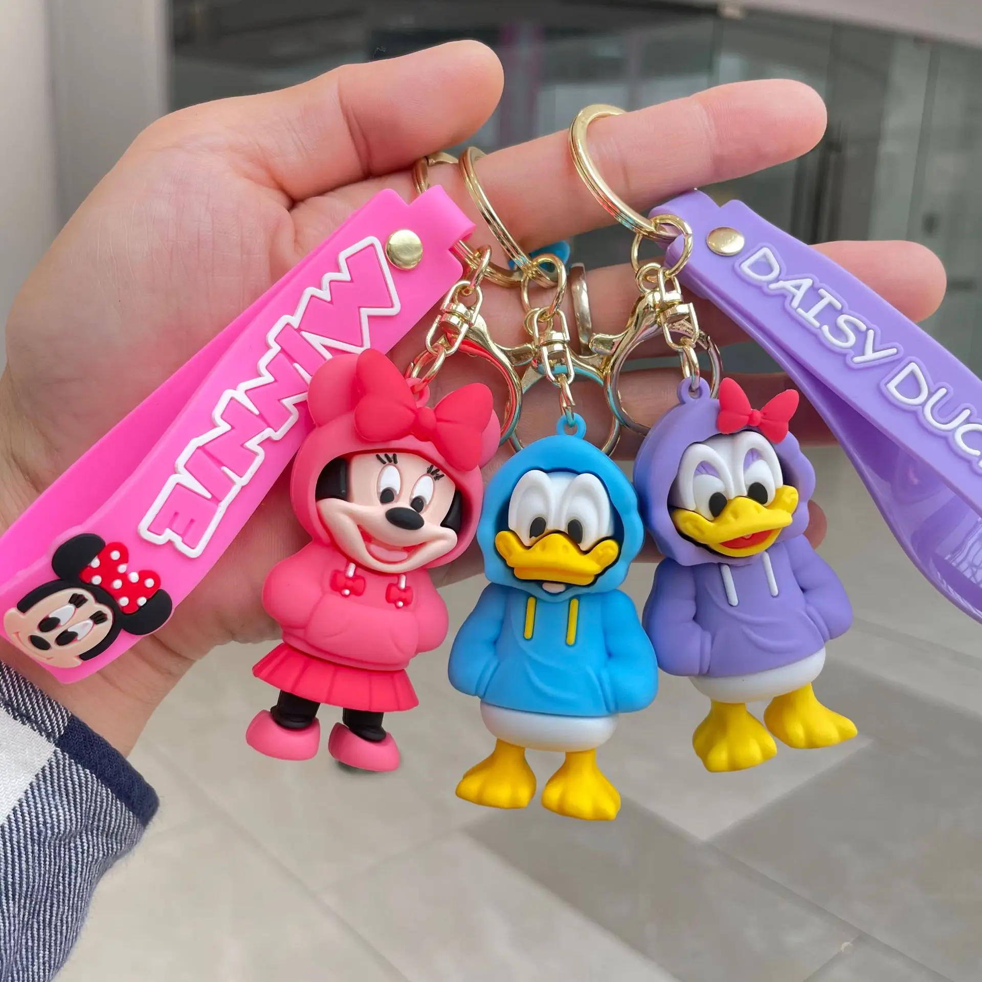 Disney Hoodies Mickey Minnie Mouse Car Key Ring Chains Donald Duck Winnie the Pooh Car Bag Charms Gifts Decorative Accessories - view 2