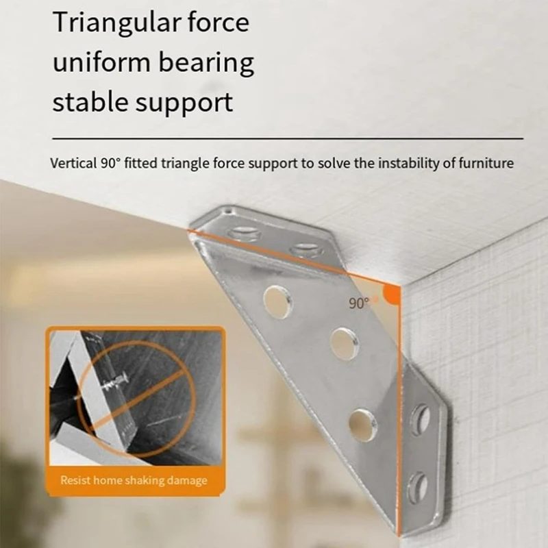 20 PCS Universal Furniture Corner Connector, Silver Angle Fasten Connector Furniture Triangle Support Frame