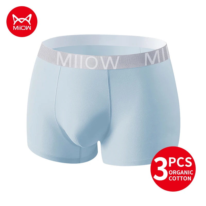 

MiiOW 3Pcs Cotton Men Underwear Antibacterial Crotch Men's Panties Breathable Man Underpants Comfortable Mens Boxershorts Trunks