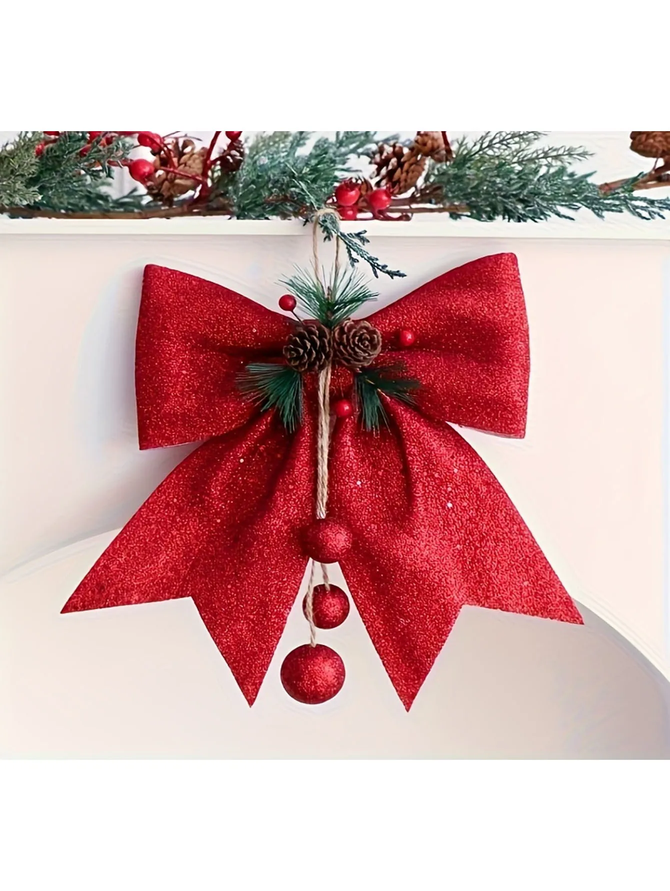 Oversized red gold bow decoration, perfect for festivals, weddings, parties, wall decorations, and gift accessories.