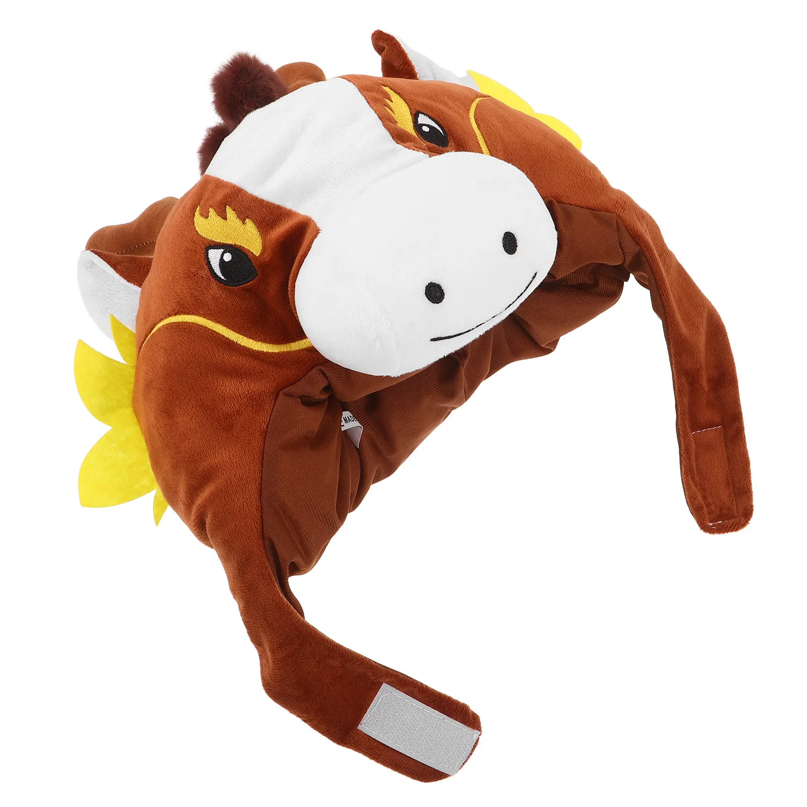 

Chinese Horse Head Hat 2026 New Year Zodiac Animal Cap Novelty Costume Headwear Christmas Party Photo Prop Horse Head Hat