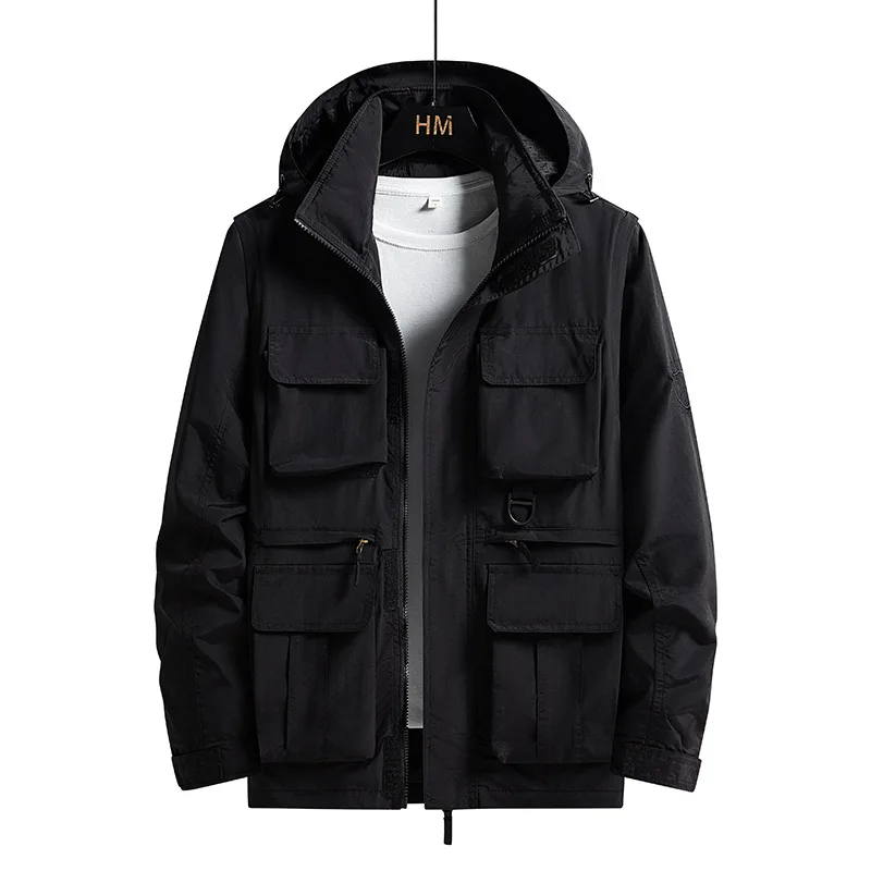 

Spring And Autumn Outdoor Jacket Men's Windproof And Waterproof Multi-pocket Removable Sleeve Tooling Jacket
