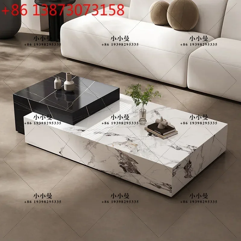Italian minimalist rock slab modern simple living room household rectangular table