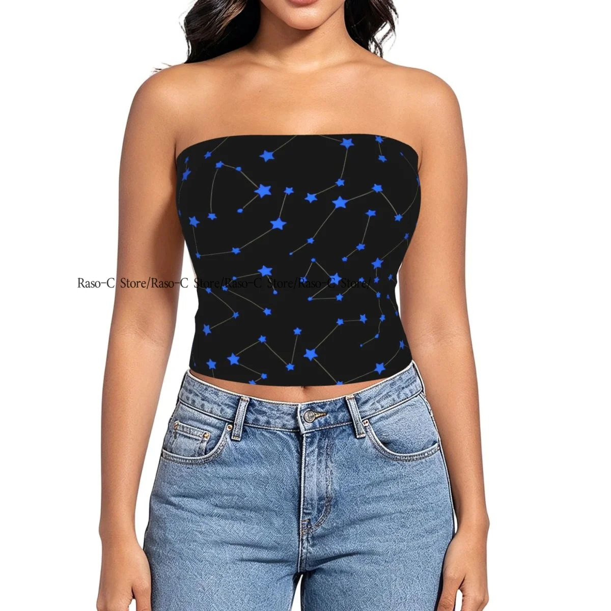 Women strapless blouses sleeveless Space Stars And Constellations halter-neck sexy short-sleeved blouses