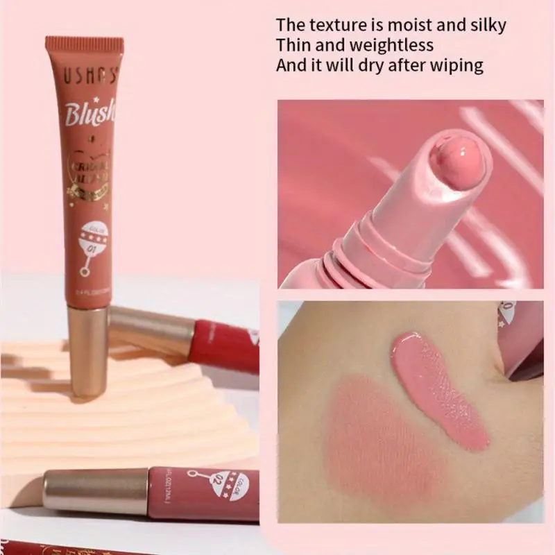 4 Colors Matte Cheek Blusher Waterproof Lasting Multi-purpose Eyes Lips Makeup Liquid Blush Cream Brightening Facial Cosmetics