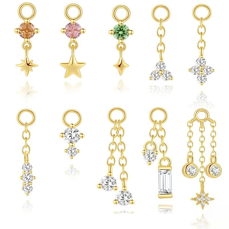 

Стерлингового Серебра 925 пробы, цепочка со звездами, цветной циркон, кулон, серьги-гвоздики, аксессуары, милые позолоченные серьги из бисера 18 карат, очаровательные ювелирные изделия