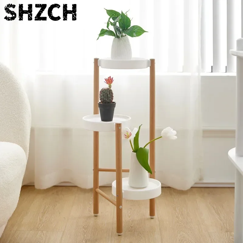 Multi-layer Indoor Wrought Iron Green Dill Flower Floor Rack Imitation Solid Wood Balcony Hanging Orchid Succulent Flower Rack