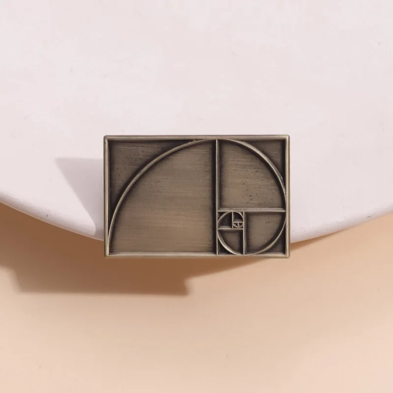 Mathematical Element Brooches Golden Ratio Spiral Metal Badges Wholesale Small Gifts Lapel Pins for Caps Cap Pin Brooch Badge
